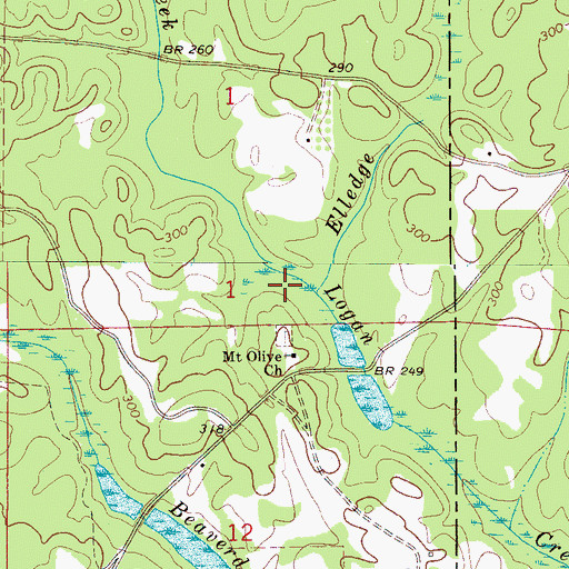 Topographic Map of Elledge Branch, AL