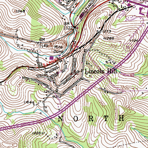 Topographic Map of Lincoln Hill, PA