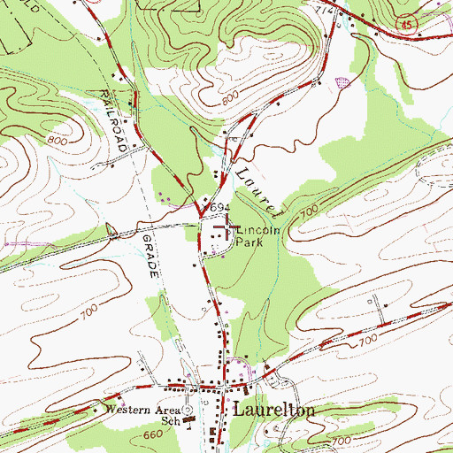 Topographic Map of Lincoln Park, PA