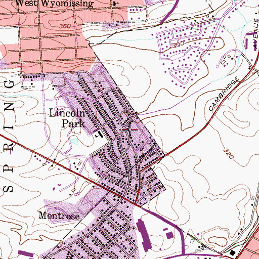 Topographic Map of Lincoln Park, PA
