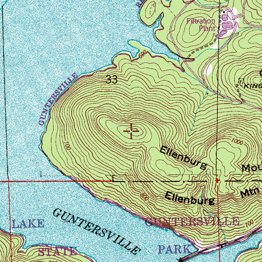Topographic Map of Ellenburg Mountain, AL