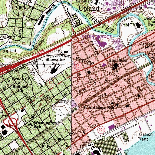 Topographic Map of Lincoln School, PA