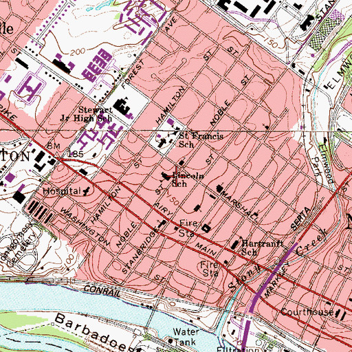 Topographic Map of Lincoln School, PA
