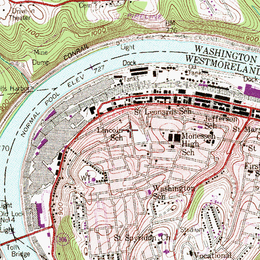 Topographic Map of Lincoln School, PA