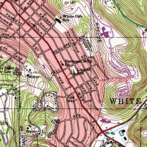 Topographic Map of Lincoln School, PA