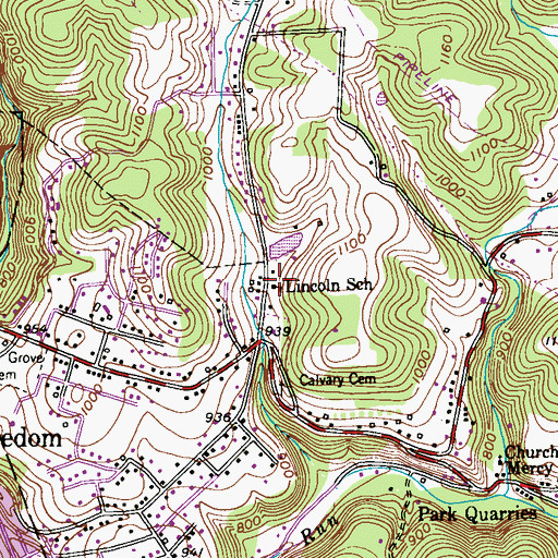 Topographic Map of Lincoln School, PA