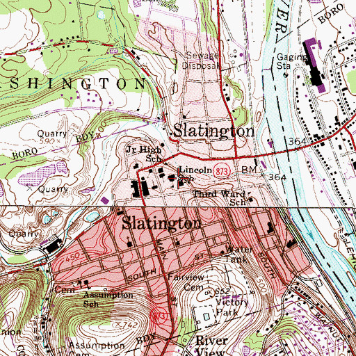 Topographic Map of Lincoln School, PA