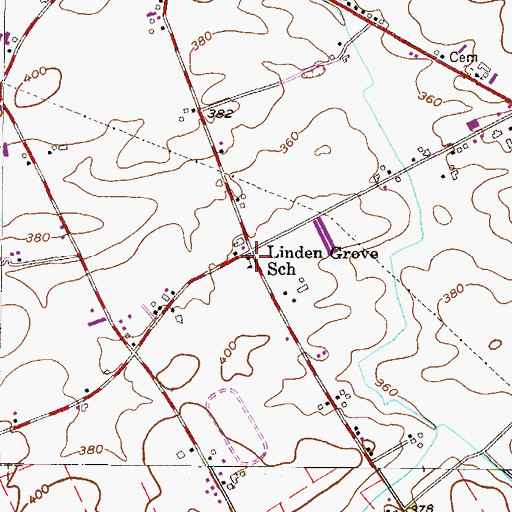 Topographic Map of Linden Grove School, PA