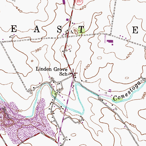 Topographic Map of Linden Grove School, PA