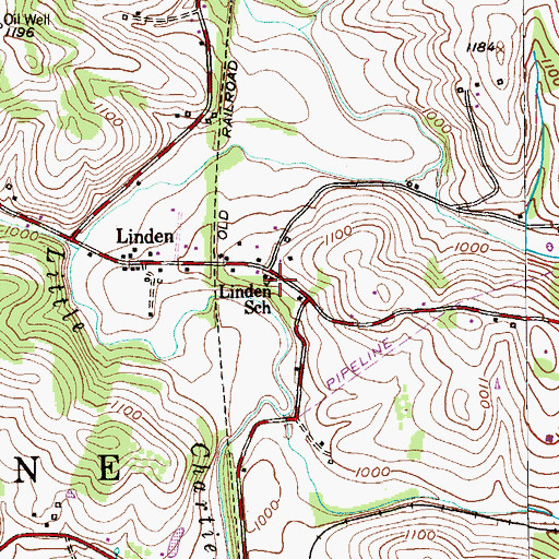 Topographic Map of Linden School, PA
