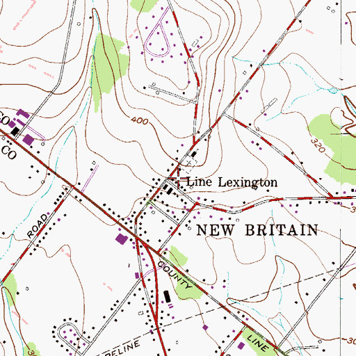 Topographic Map of Line Lexington, PA