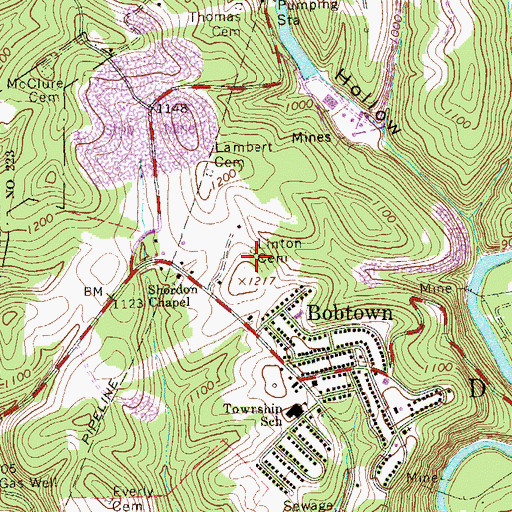 Topographic Map of Linton Cemetery, PA