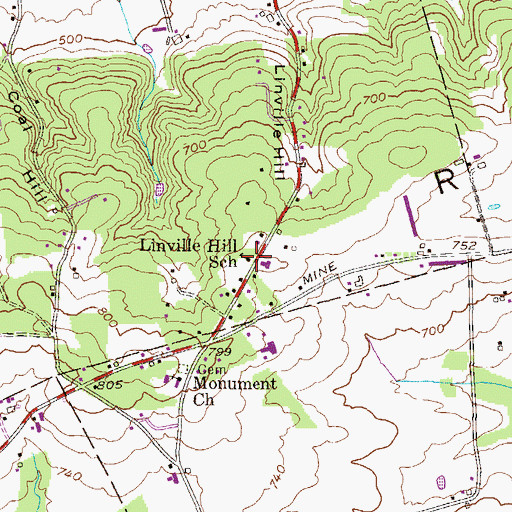 Topographic Map of Linville Hill School, PA