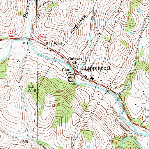 Topographic Map of Lippincott, PA