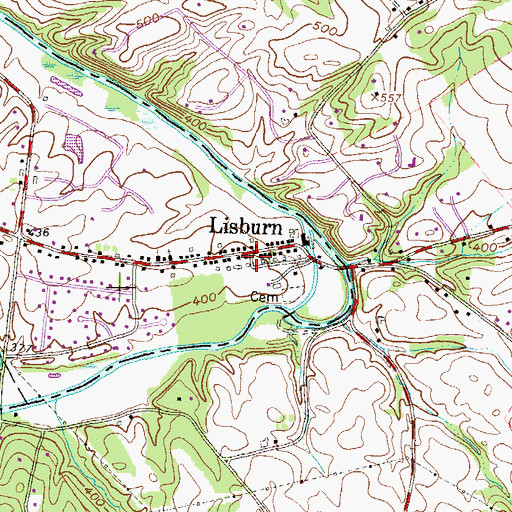 Topographic Map of Lisburn, PA