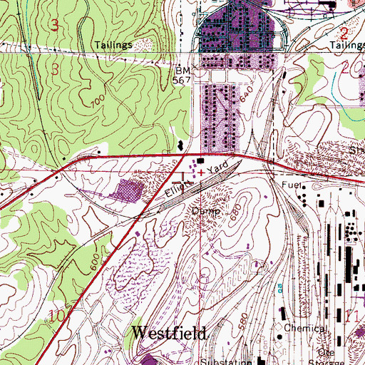 Topographic Map of Elliott Yard, AL