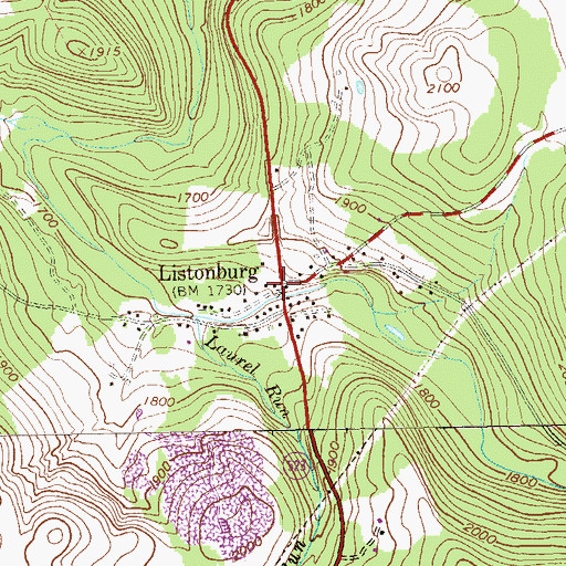 Topographic Map of Listonburg, PA