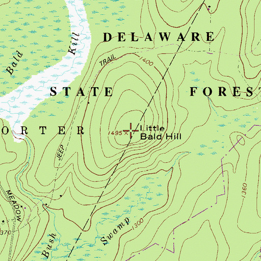 Topographic Map of Little Bald Hill, PA