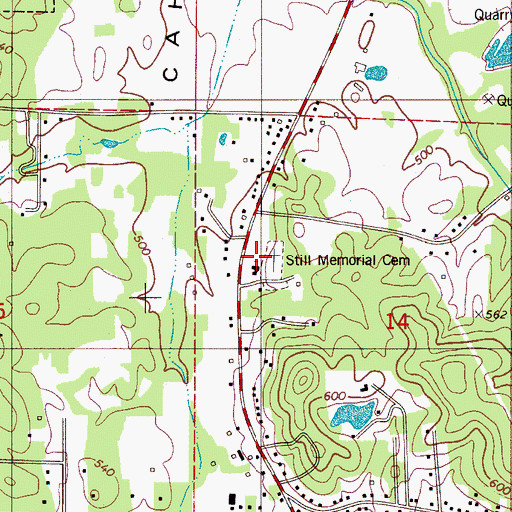 Topographic Map of Elliottsville Church, AL