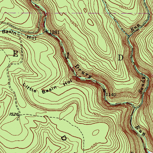 Topographic Map of Little Basin Hollow, PA