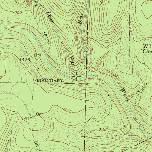 Topographic Map of Little Bear Run, PA