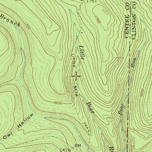 Topographic Map of Little Bear Trail, PA