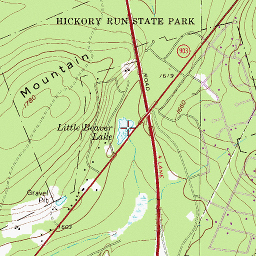 Topographic Map of Little Beaver Lake, PA
