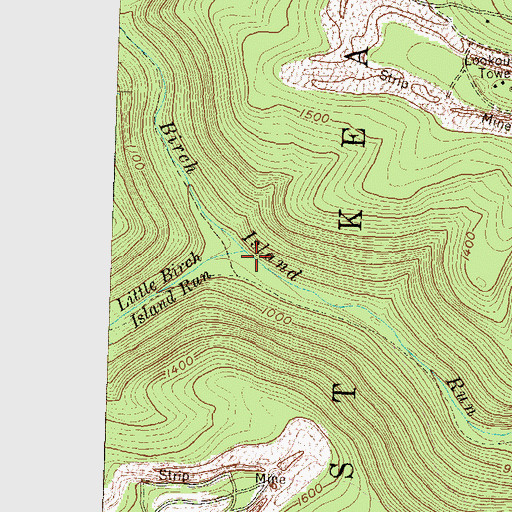 Topographic Map of Little Birch Island Run, PA
