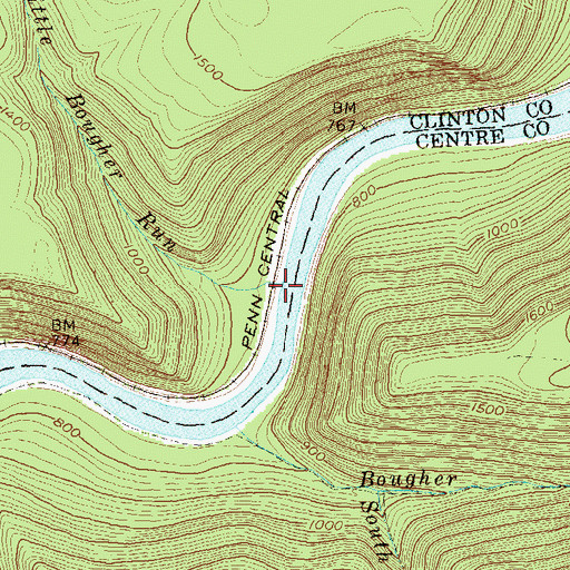 Topographic Map of Little Bougher Run, PA