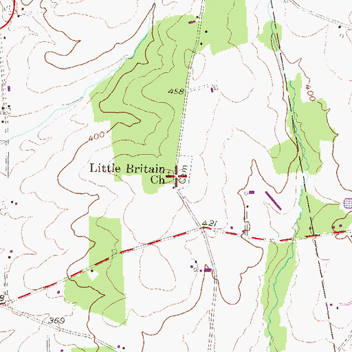 Topographic Map of Little Britain Church, PA