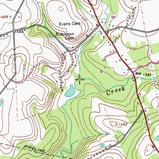 Topographic Map of Little Brush Creek, PA
