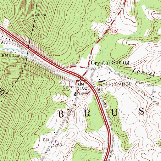 Topographic Map of Little Brush Creek, PA