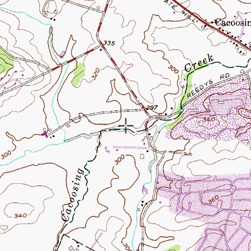 Topographic Map of Little Cacoosing Creek, PA