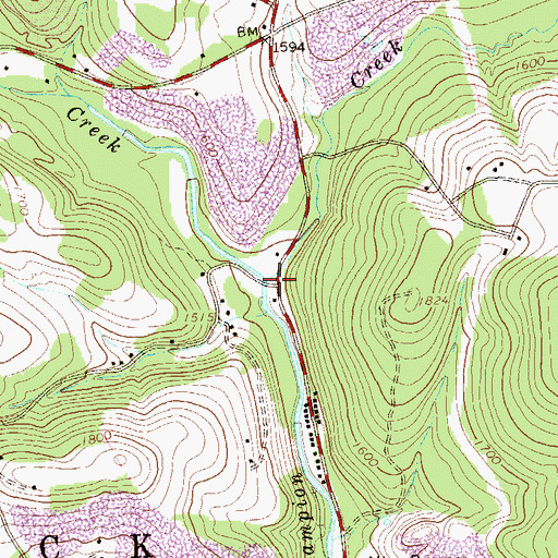 Topographic Map of Little Champion Creek, PA