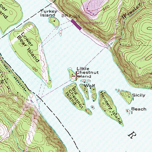 Topographic Map of Little Chestnut Island, PA