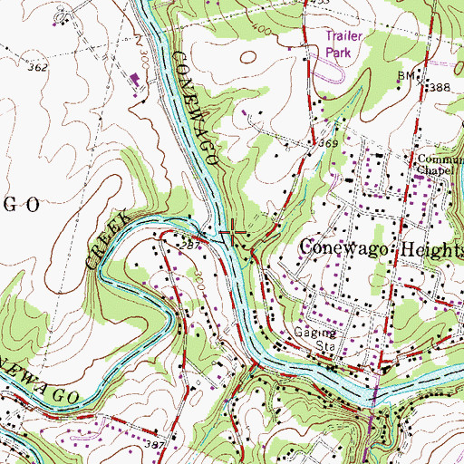 Topographic Map of Little Conewago Creek, PA