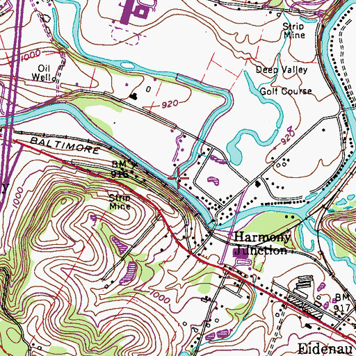 Topographic Map of Little Connoquenessing Creek, PA