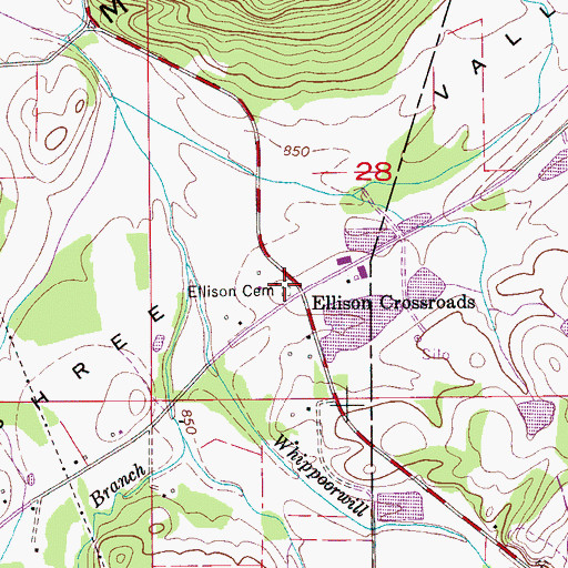 Topographic Map of Ellison Cemetery, AL