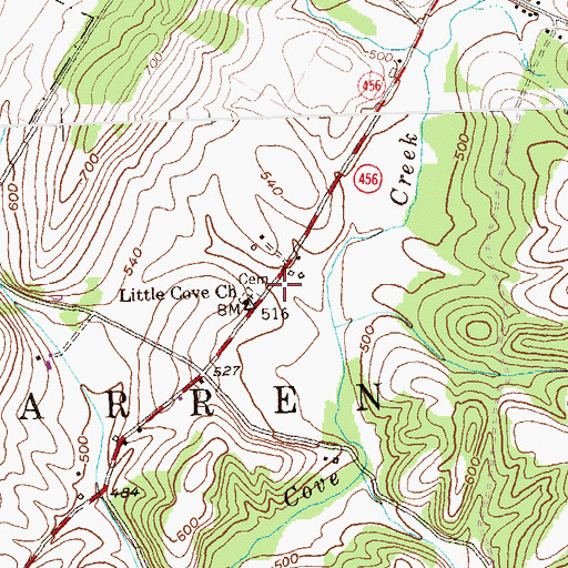Topographic Map of Little Cove Church, PA
