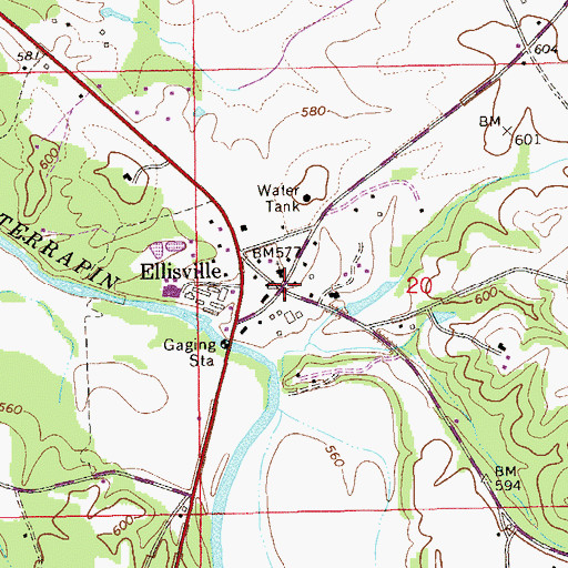 Topographic Map of Ellisville, AL