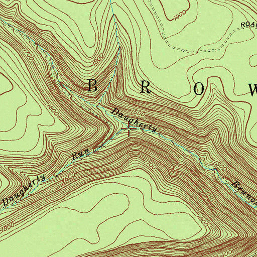 Topographic Map of Little Daugherty Run, PA