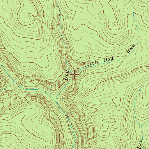 Topographic Map of Little Dog Run, PA
