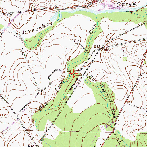 Topographic Map of Little Dogwood Run, PA
