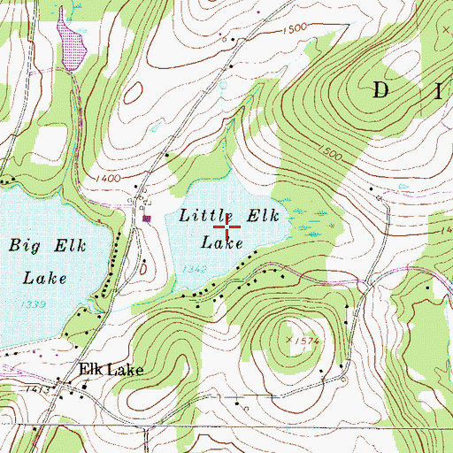 Topographic Map of Little Elk Lake, PA