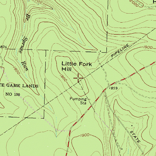 Topographic Map of Little Fork Hill, PA