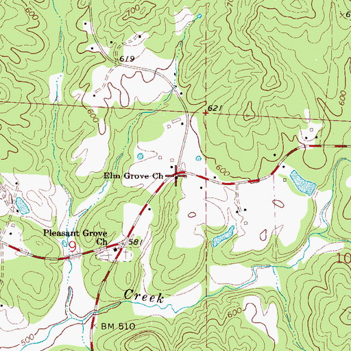 Topographic Map of Elm Grove Church, AL