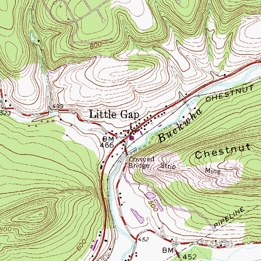 Topographic Map of Little Gap, PA