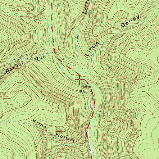Topographic Map of Little Harbor Run, PA