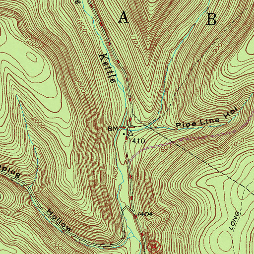 Topographic Map of Little Indian Run, PA