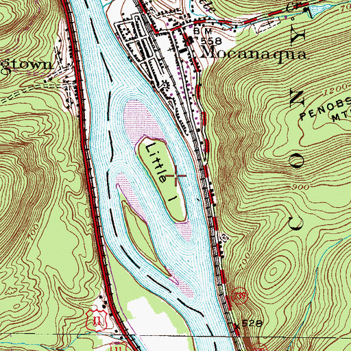 Topographic Map of Little Island, PA
